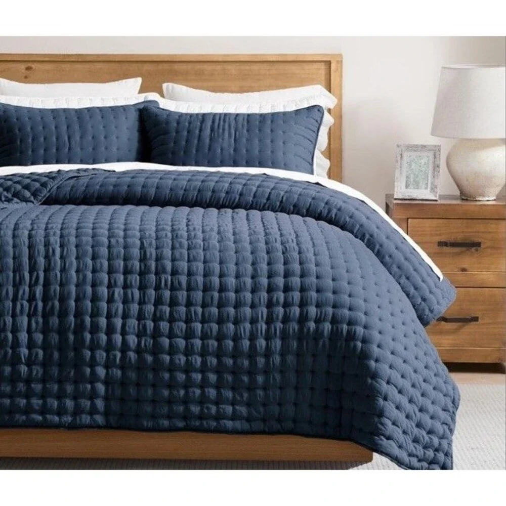 WDCOZY Navy Blue Twin Size Quilt Bedding Sets With Pillow Sham